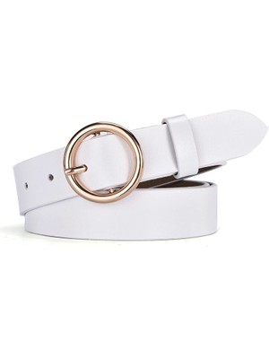 Xiaobaoyu Vrouwen Riem Klassieke Retro Modu Tüm Maç Riem Riem Licht Vücut Boyası Ronde Gesp Riem Vrouwelijke Eenvoudige Ronde Pin Gesp (Yurt Dışından)