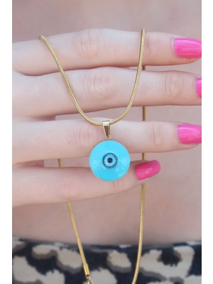 Angel Of Life 316L Çelik Gold Renk Nazar Boncuk Model Kadın Kolye - TJ-BKO7391