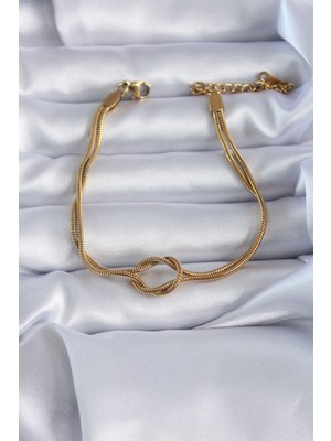Angel Of Life 316L Çelik Gold Renk Düğüm Model Kadın Bileklik - TJ-BB5584