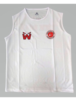 Whiteface Kick Boks Sıfır Kol Tişört Türkiye Kick Boks Federasyonu Onaylı Beyaz Renkli 2XL Beden