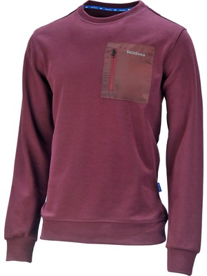 Shinzone Erkek Standart Fit Bisikler Yaka Cep Fermuarlı Mürdüm Sweatshirt