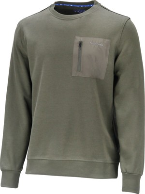 Shinzone Erkek Standart Fit Bisikler Yaka Cep Fermuarlı Haki Sweatshirt