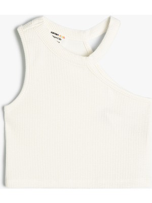 Koton Crop Atlet Tek Omuz Yuvarlak Yaka Ribanalı