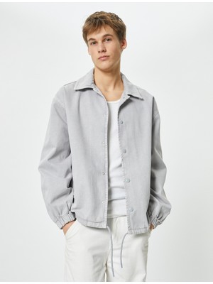 Koton Kot Ceket Klasik Yaka Çıtçıt Düğmeli Cepli Beli Bağcıklı