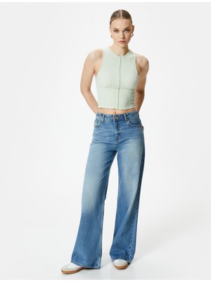 Koton Crop Atlet Halter Yaka Bürümcük Kumaş