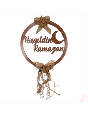 Süsle Bebek ve Parti Hoşgeldin Ramazan Ahşap Kapı Süsü, 30 cm