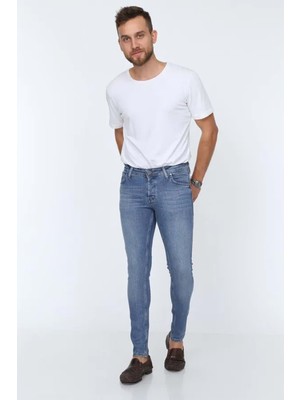 Olivia Butik Digital Jeans Dar Kesim Slim Fit Erkek Açık Mavi Kot Pantolon