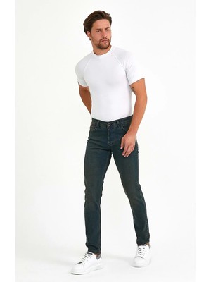 Olivia Butik Digital Jeans Dar Kesim Slim Fit Erkek Yeşil Kot Pantolon