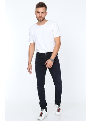 Olivia Butik Digital Jeans Örme Hamur Kumaş Dar Kesim Slim Fit Erkek Lacivertkot Pantolon