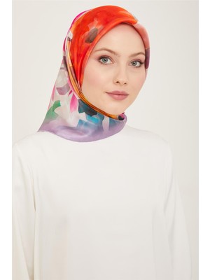Armine Çiçek Desenli Twill İpek Eşarp 24Ya9103 81 51