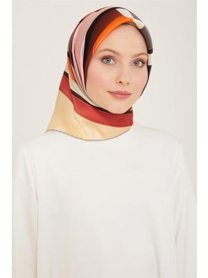 Armine Geometrik Desenli Twill İpek Eşarp 24Ya9122 55 39