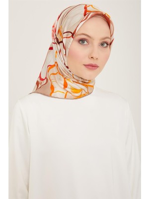Armine Çiçek Desenli Twill İpek Eşarp 24Ya9110 5 07
