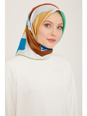 Armine Geometrik Desenli Twill İpek Eşarp 24Ya9125 83 34