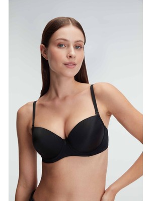 Anıl Kadın Balenli Destekli Dolgulu Askıları Çıkabilen Günlük Klasik T-Shirt Sütyeni (3112)