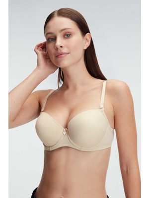 Anıl Kadın Balenli Destekli Dolgulu Askıları Çıkabilen Günlük Klasik T-Shirt Sütyeni (3112)