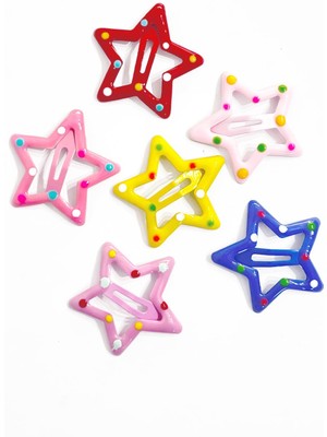 New Obsessions Rengarenk Yıldızlı Çıtçıt Toka Seti 6'lı Paket