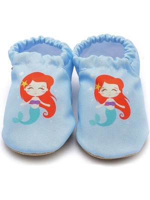 First Step Mermaid Kaydırmaz Taban Bebek Yazlık Patik Mavi , Ev Botu Terliği Kreş Ayakkabısı Panduf F-824