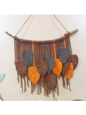 Ninastore Duvar Süsü El Işçiliği Yaprak Desenli Makrome