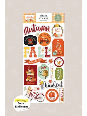 Piksel Grafik Sonbahar Temalı Sticker, Autumn Sticker