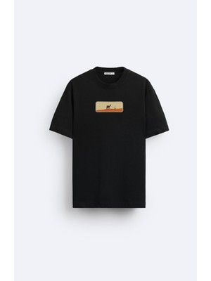 Loss Buttom Ağır Kumaş Camel Oversize T-Shirt