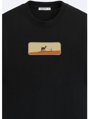 Loss Buttom Ağır Kumaş Camel Oversize T-Shirt