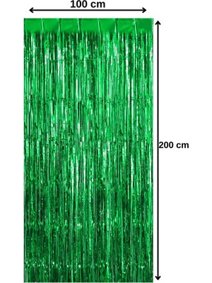 Pekshop Fon Perde Kapı Perdesi Metalik Yeşil Renkli Arka Fon Süs Parti Fonu