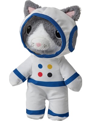 IKEA Aftonsparv 28 cm Çıkarılabilir Astronot Giysili Kedi Yumuşak Peluş Oyuncak Gri Uzay Temalı