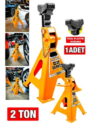 Staxx Power Germany Seri Pro Kaymaz Başlı Sarsılmaz Plastik Korumalı 2 Ton Kriko Standı Araç Altı Sehpa (1 Adet)