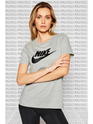 Nike Sportswear Tee Essential Icon Futura Gray Baskılı Kadın Tişört Gri