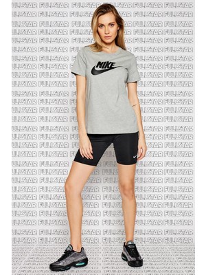 Nike Sportswear Tee Essential Icon Futura Gray Baskılı Kadın Tişört Gri