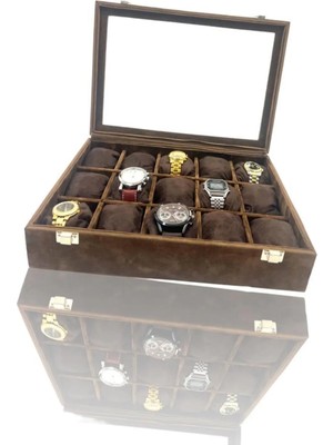 Dijital Çarşı Richbox 15'li Süet Kahverengi Saat Kutusu