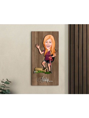 Bk Gift Kişiye Özel Gezgin Karikatürlü Kabartma Figürlü Ahşap Tablo-2 Arkadaşa Hediye, Sevgiliye Hediye, Duvar Dekoru