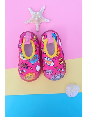 First Step Comic Bubbles Kız Çocuk Pembe Kaydırmaz Taban Deniz AYAKKABISI-F-7032