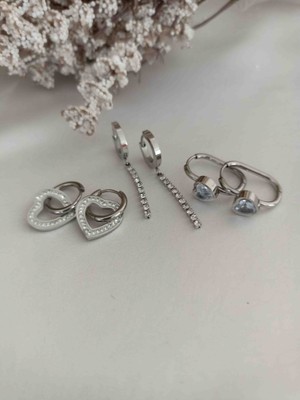 Jupiter Jewellery Çelik Gümüş Renk 6 Lı Set Küpe