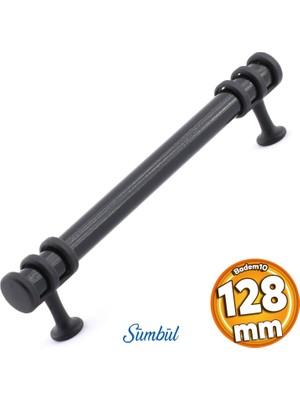 Badem10 Sümbül Mobilya Mutfak Dolabı Çekmece Dolap Kulpları Kapak Kulpu Kulbu Siyah 128 mm Metal Kulp