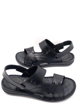 Umut Ayakkabı Hakiki Deri Tam Ortopedik Masajlı Erkek Sandalet