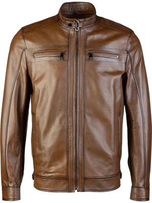 Tamer Tanca Erkek Hakiki Deri Metalik Deri Mont 974 Tt-01 Erk Derımont Y23 Antık