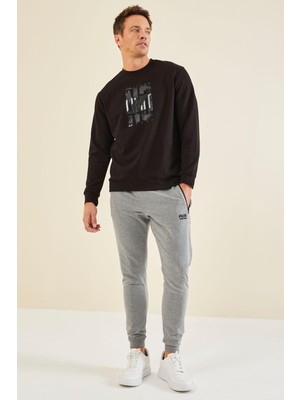 Air Jones 88130 Erkek Lindon O Yaka Erkek Sweatshirt Siyah