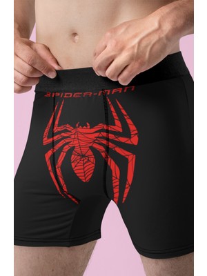 Fuddy Moda Spider-Man Yazı Baskılı Modal Penye Kumaş Rahat Kalıp Erkek Boxer