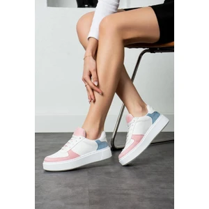 Pudra Bebe Mavi Düz Hafif Dikişli Taban Bağcıklı Günlük  Iç Taban Kadın Sneaker