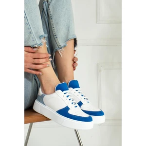 Sax Mavi Bebe Mavi  Düz Hafif Dikişli Taban Bağcıklı Günlük  Iç Taban Kadın Sneaker