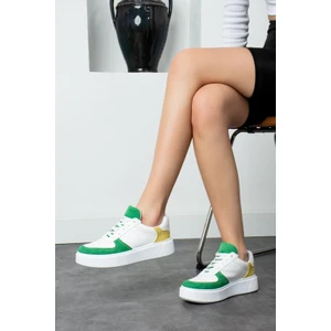 Yeşil Sarı Düz Hafif Dikişli Taban Bağcıklı Günlük  Iç Taban Kadın Sneaker