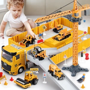 Çocuk Inşaat Oyuncakları, Inşaat Kamyonu Oyuncak Seti, Vinç, Ekskavatör, Forklift, Buldozer, Damperli Kamyon, Çimento Kamyonu, Yol Silindiri, Alaşımlı Inşaat Araç Oyuncakları 3 4 5 (Yurt Dışından)