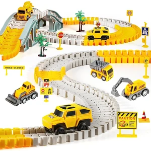Çocuk Oyuncakları Için 260 Pcs Inşaat Yarış Pisti, 2 Elektrikli Araba, 4 Inşaat Arabası, 1 Harita ve Esnek Kendin Yap Pist Seti, 3 4 5 6 Yaşındaki Erkek Kız Çocuklar Için Mühendisl (Yurt Dışından)