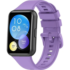 Huawei Watch Fit 2 Uyumlu Yüksek Kalite Yumuşak Pürüzsüz Silikon Kordon Kayış Lila Koyu