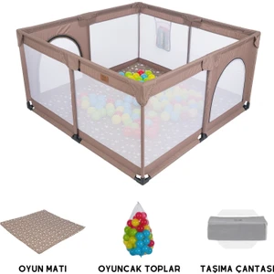 Playard Güvenli Bebek ve Çocuk Oyun Alanı Oyun Parkı 125X125 Oyun Matı ve Topları