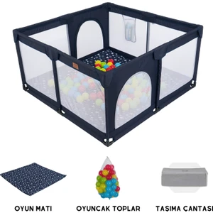 Playard Güvenli Bebek ve Çocuk Oyun Alanı Oyun Parkı 125X125 Oyun Matı ve Topları