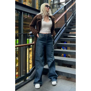 Koyu Mavi Straight Wide Kadın Jean MG2000