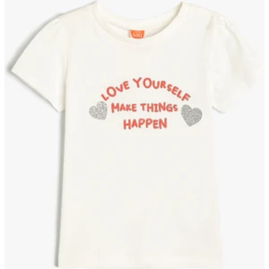 Tişört Kısa Kollu Bisiklet Yaka Slogan Baskılı Pamuklu