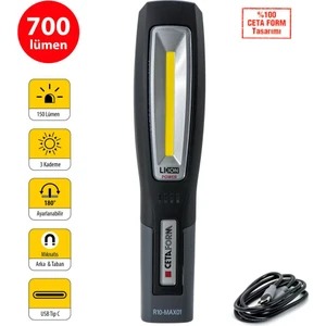 Ceta Form R10-MAX01 Şarjlı Led 700 Lümen Çalışma Lambası
